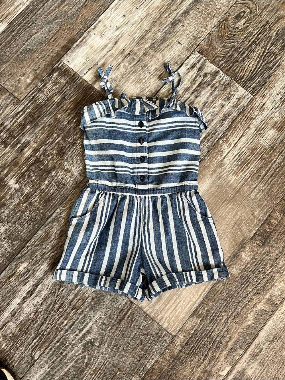 BabyGap Girls' Blue and White Striped Romper - Kids Bottoms
